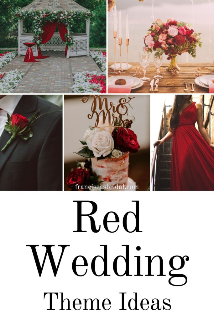 Ideas on your wedding bouquet, bridesmaid dress colors and venue decor when having a red wedding.
