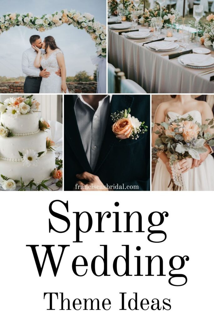 Ideas on your wedding bouquet, bridesmaid dress colors and venue decor when having a spring themed wedding.