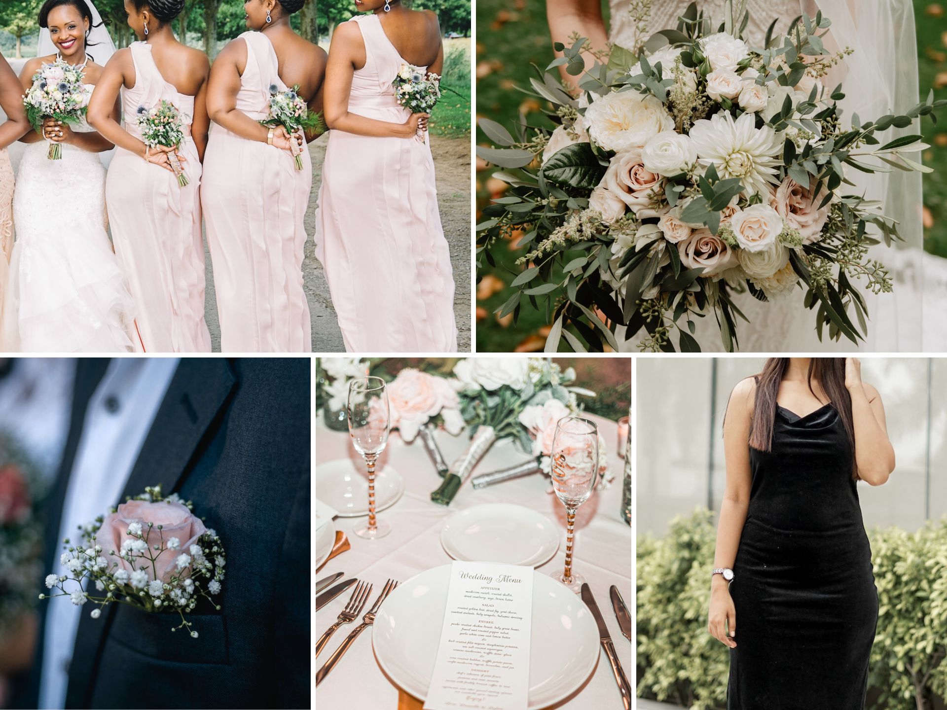 Black and light pink wedding color ideas.