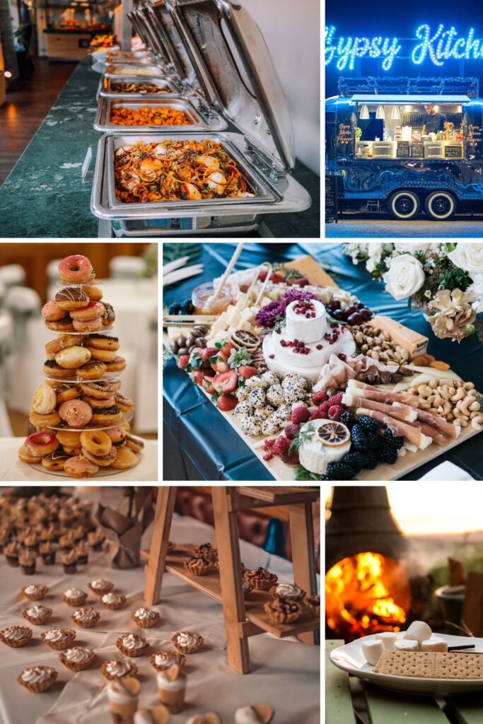 Wedding ideas like food truck, stores bar, and taco bar.