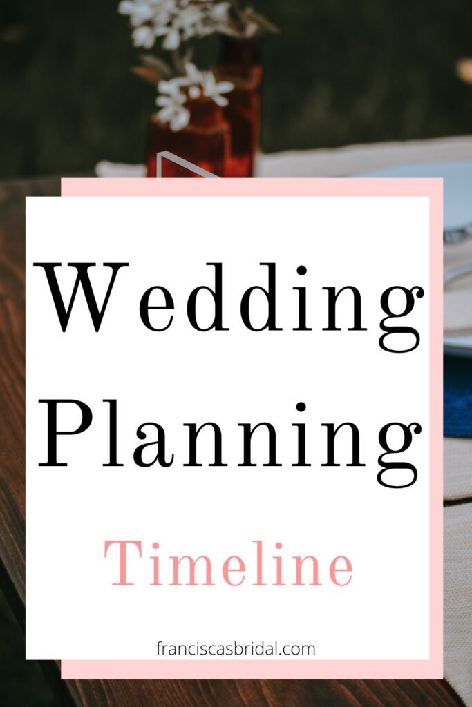 A wedding table with text over the photo that says 3 month wedding planning timeline.