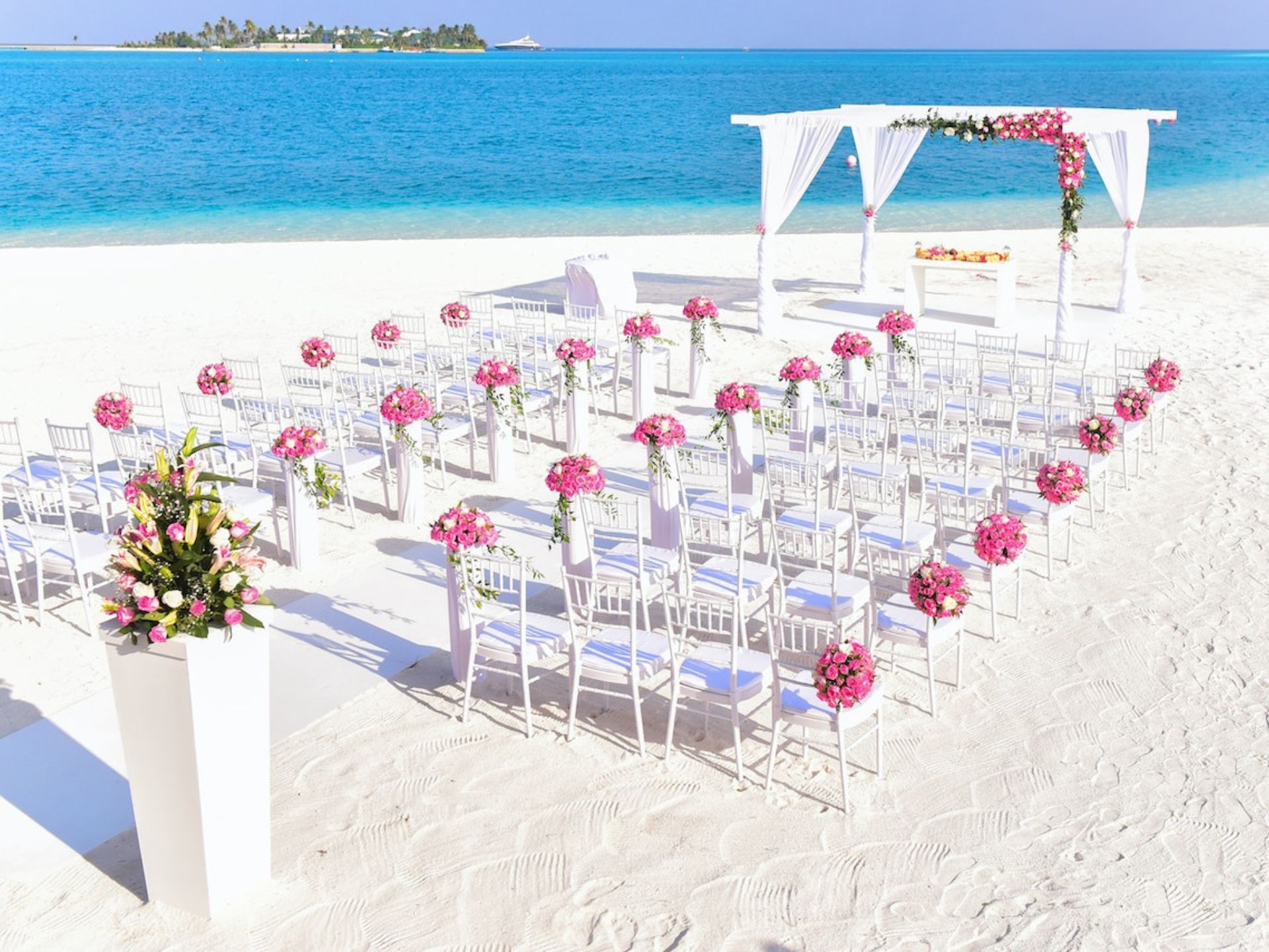 A wedding held on the beach.