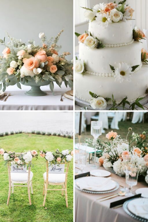 A peach and sage green themed wedding.
