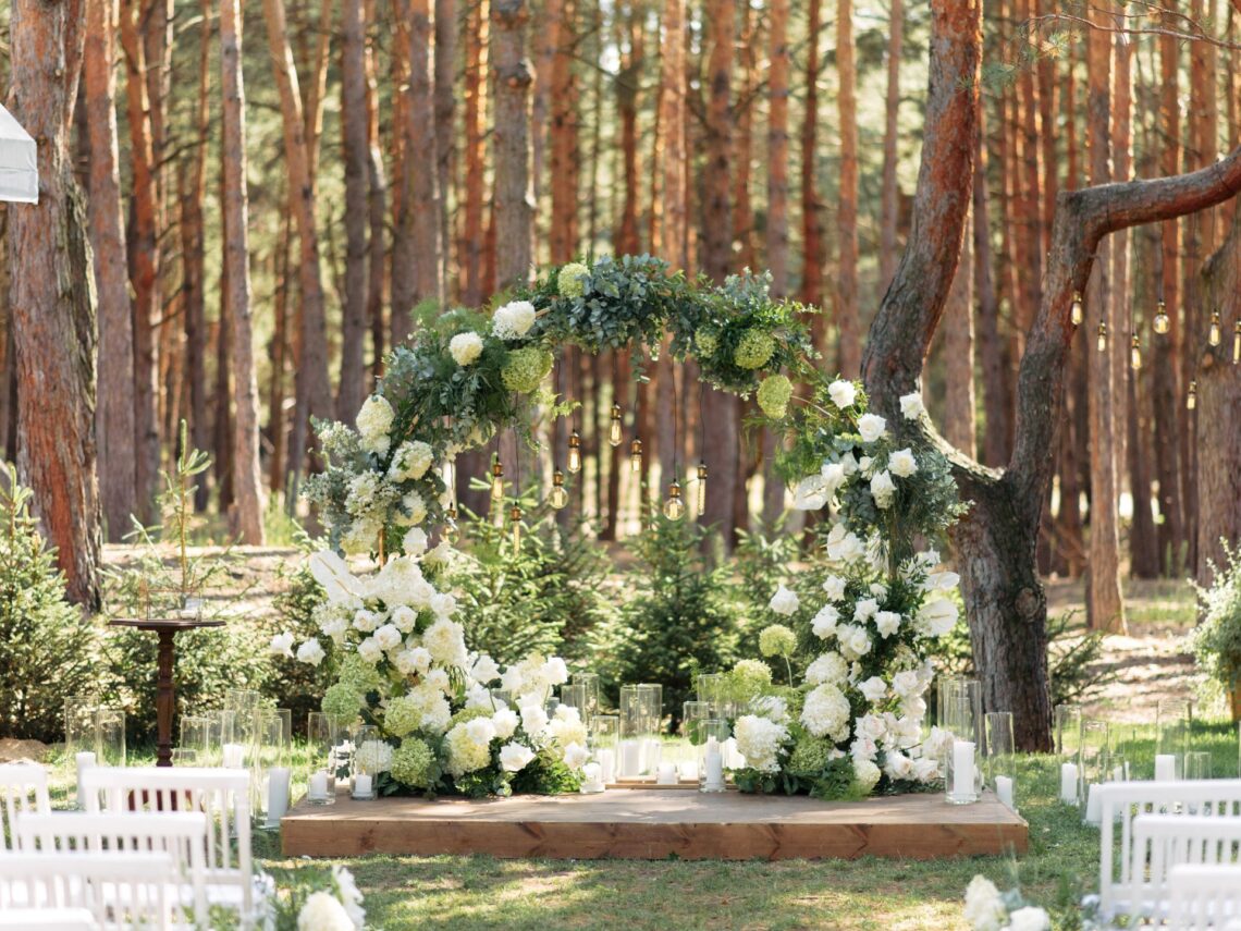 A wedding in a forest.