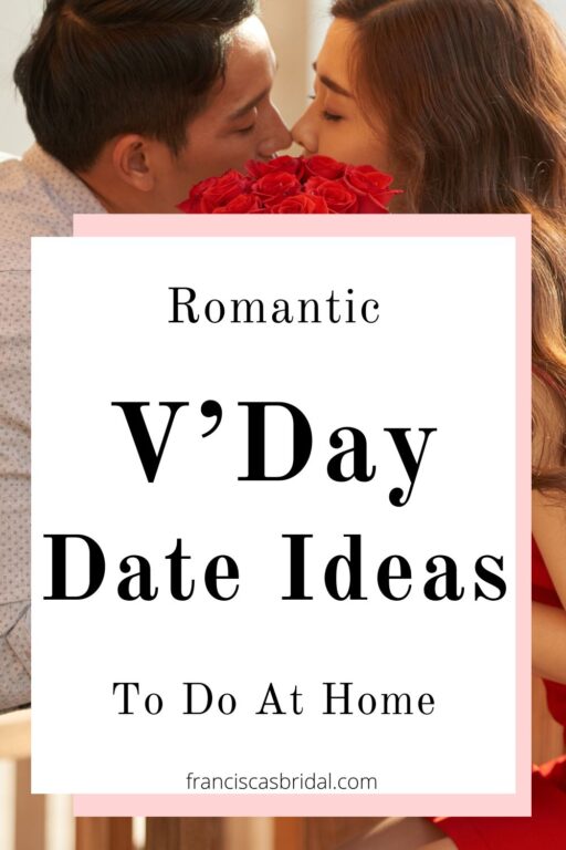 A couple kissing with text Valentine's day date ideas to do at home.