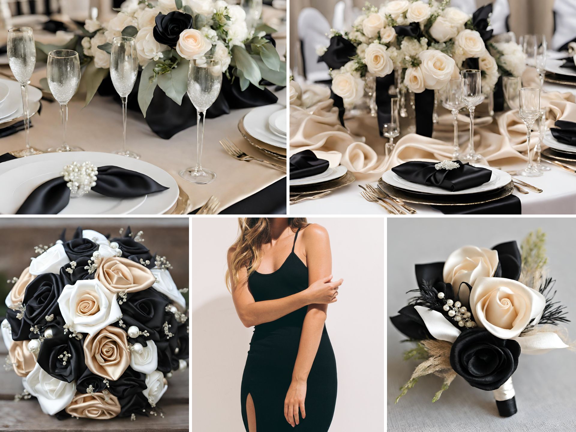 Black white and champagne wedding best sale