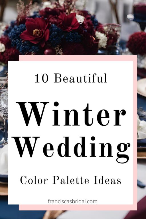 A navy blue wedding table with text beautiful winter wedding color ideas.