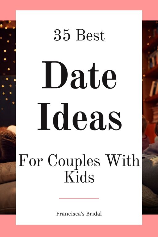 A family watching a movie together with text date ideas for couples with kids.