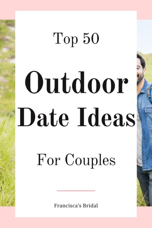 A couple on an adventurous hike with text best outdoor date ideas.