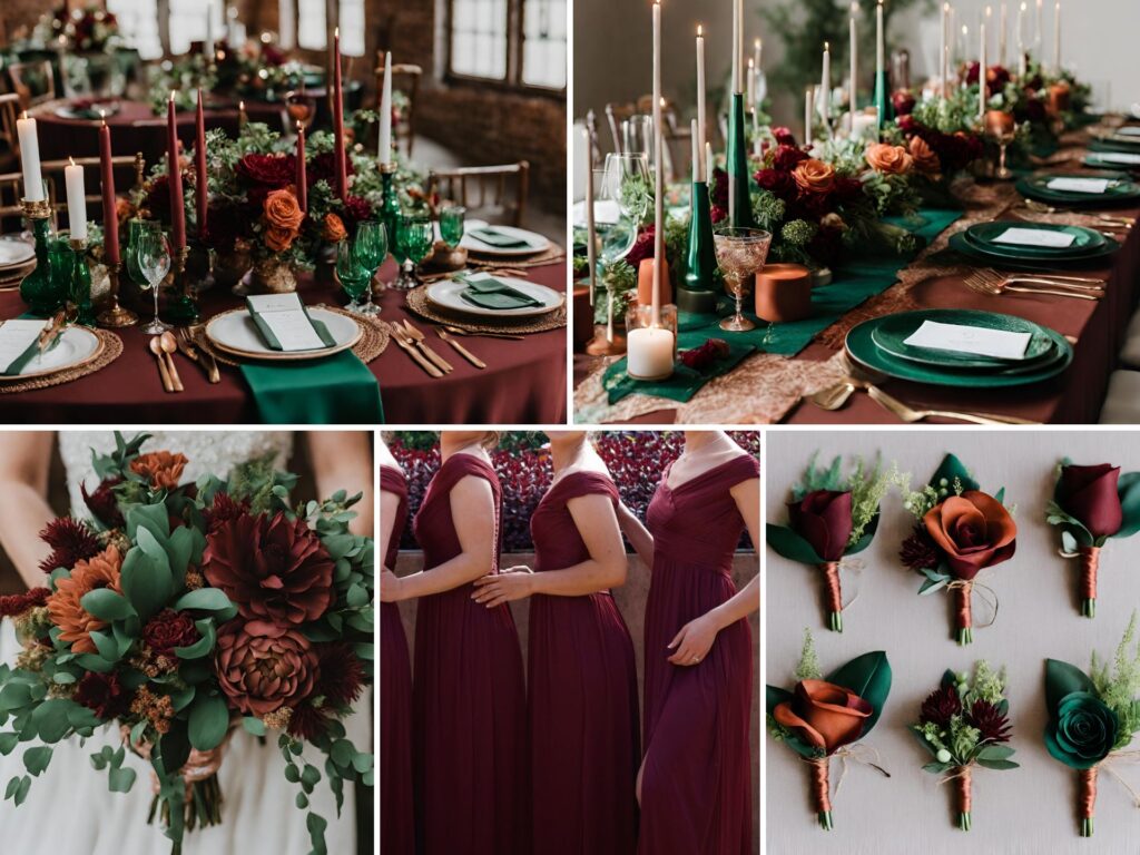 Burgundy and Emerald Green Wedding Color Ideas With Terracotta