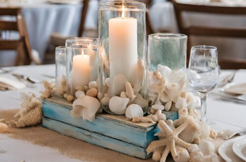 A beach themed wedding table.