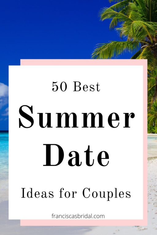 A couple walking on the beach together with text best summer date ideas.