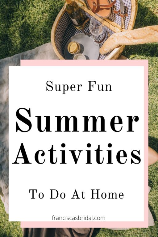 A backyard picnic with text fun at home summer bucket list ideas.