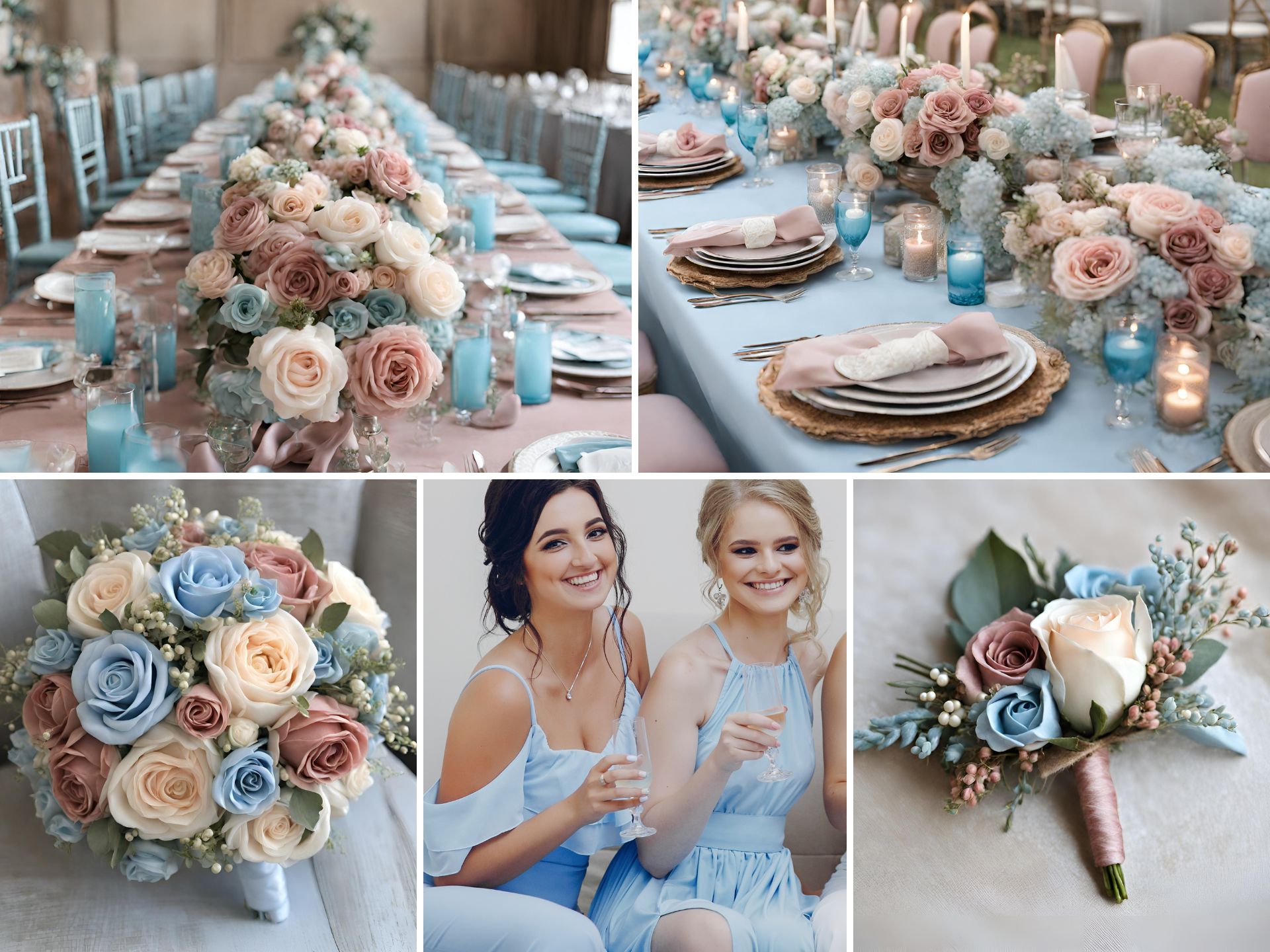 Dusty Rose and Baby Blue Wedding Color Ideas With Ivory Accents