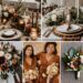 A photo collage of earth tone wedding color ideas.