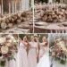 A photo collage of dusty pink, mauve, cream, and beige wedding color ideas.