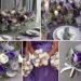A photo collage of Violet, Lavender, Sage Green, Champagne, Dark Grey, and Light Grey wedding color ideas.