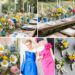 A photo collage of wildflower themed wedding color ideas.