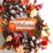 A diy fall welcome wreath.