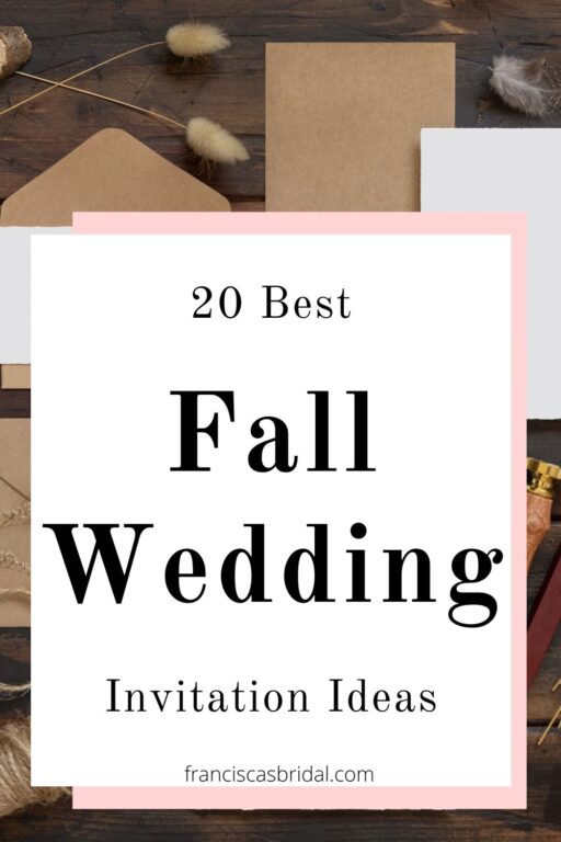 Fall wedding invitations on a wooden table with text best fall wedding invitation ideas.