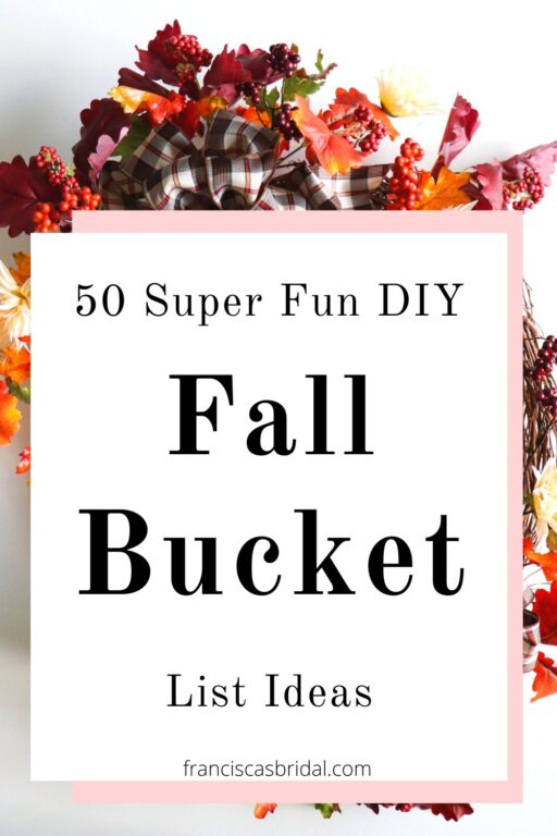 A diy fall wreath with the text diy fall craft bucket list ideas