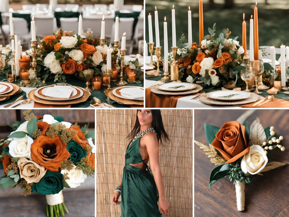 Burnt Orange and Green Wedding Color Ideas With Gold Accents