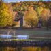 A lakeside fall themed wedding ceremony.