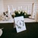 A black and white colored wedding table.