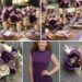 A photo collage of purple onion, mauve, and champagne gold wedding color ideas.