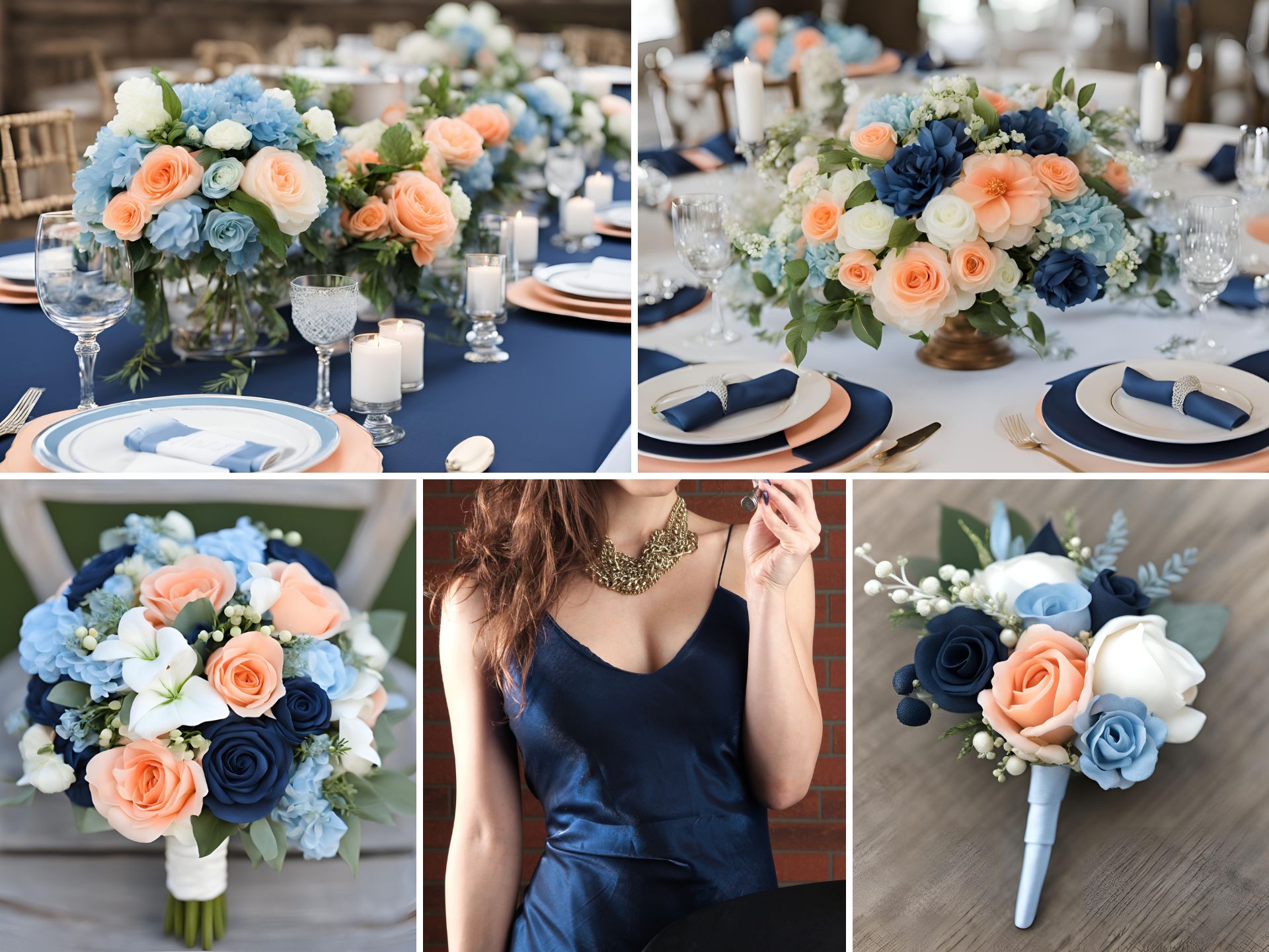 Navy Blue Dusty Blue and Peach Wedding Color Ideas