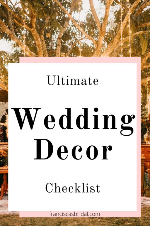 A night time wedding reception with the text ultimate wedding decor checklist.