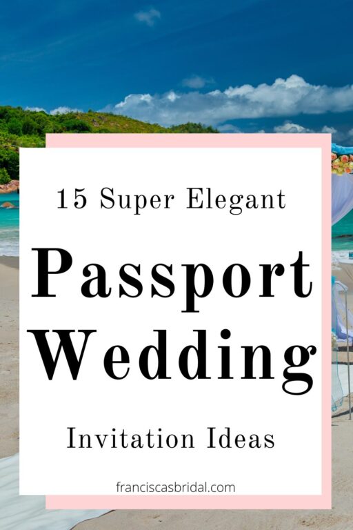 A beach wedding with the text creative passport wedding invitation ideas.