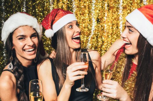 A group of girls at a christmas party.