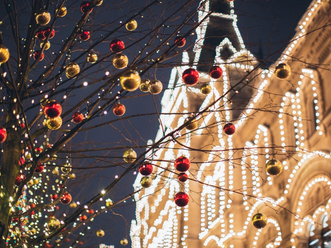 A house decorated with Christmas lights.