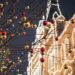 A house decorated with Christmas lights.