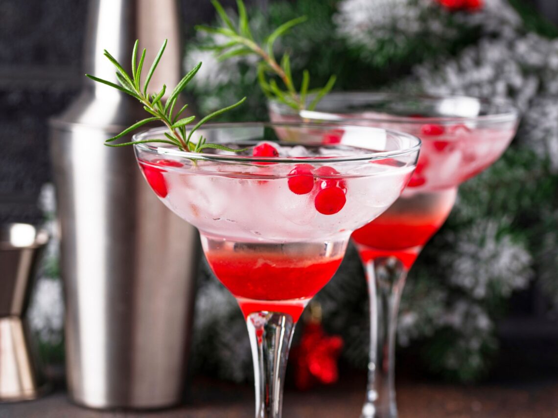 A cranberry winter themed signature wedding drink.