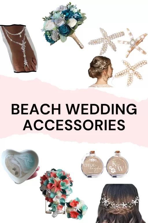 Image of 7 beach themed wedding items for the bride.