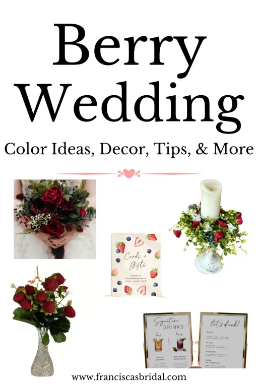 Image of 5 different berry themed wedding decor items.